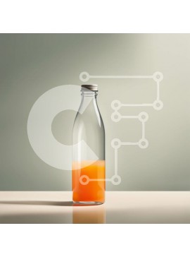 Σετ των 2 Intra Συλλεκτικό Ξύλινο Παζλ Plywood  4mm - Δροσιστικό γυάλινο μπουκάλι χυμό πορτοκαλιού σε ένα τραπέζι Σε Ξύλινο Κουτί - Διαστάσεις: 10x10 cm – 25 κομμάτια