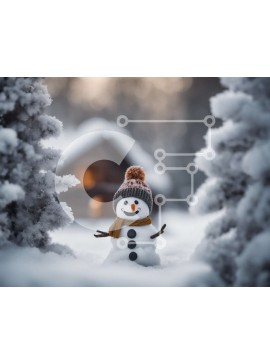 Intra Συλλεκτικό Ξύλινο Παζλ Plywood  4mm - Στολίδι χιονάνθρωπος στο χιόνι Σε Ξύλινο Κουτί - Διαστάσεις Puzzle: 10x10 cm – 25 κομμάτια