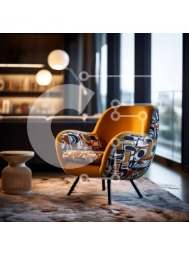 Intra Συλλεκτικό Ξύλινο Παζλ Plywood  4mm - Κομψό και άνετο σαλόνι με κίτρινη πολυθρόνα Σε Ξύλινο Κουτί - Διαστάσεις Puzzle: 10x10 cm – 25 κομμάτια