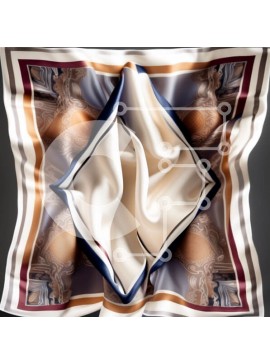 Σετ των 2 Intra Συλλεκτικό Ξύλινο Παζλ Plywood  4mm - Κομψό λευκό και μπεζ μεταξωτό φουλάρι με γεωμετρικό σχέδιο Σε Ξύλινο Κουτί - Διαστάσεις: 10x10 cm – 25 κομμάτια