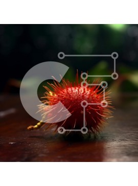 Σετ των 2 Intra Συλλεκτικό Ξύλινο Παζλ Plywood  4mm - Όμορφη εικόνα του κόκκινου φρούτου Rambutan σε ένα ξύλινο τραπέζι Σε Ξύλινο Κουτί - Διαστάσεις: 10x10 cm – 25 κομμάτια