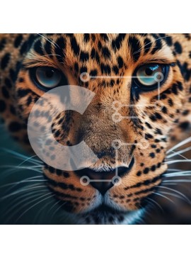 Intra Συλλεκτικό Ξύλινο Παζλ Plywood  4mm - Εκπληκτική κοντινή πλάνο μιας λεοπάρδαλης με μπλε μάτια και χοντρά μουστάκια Σε Ξύλινο Κουτί - Διαστάσεις: 10x10 cm – 25 κομμάτια
