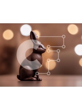 Intra Συλλεκτικό Ξύλινο Παζλ Plywood  4mm - Άγαλμα λαγουδάκι σοκολάτας με φωτισμένο φόντο Σε Ξύλινο Κουτί - Διαστάσεις Puzzle: 10x10 cm – 25 κομμάτια