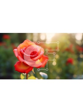 Intra Συλλεκτικό Ξύλινο Παζλ Plywood  4mm - Μονό κόκκινο τριαντάφυλλο σε ανοιχτό χωράφι με άλλα λουλούδια Σε Ξύλινο Κουτί - Διαστάσεις: 10x10 cm – 25 κομμάτια