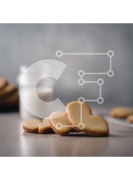 Σετ των 2 Intra Συλλεκτικό Ξύλινο Παζλ Plywood  4mm - Μπισκότα σε σχήμα καρδιάς σε ένα ξύλινο τραπέζι με ένα ποτήρι γάλα Σε Ξύλινο Κουτί - Διαστάσεις: 10x10 cm – 25 κομμάτια