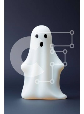 Intra Συλλεκτικό Ξύλινο Παζλ Plywood  4mm - Αγαλμάτιο Λευκό Φάντασμα για Απόκριες και Διακόσμηση διακοπών Σε Ξύλινο Κουτί - Διαστάσεις Puzzle: 10x10 cm – 25 κομμάτια