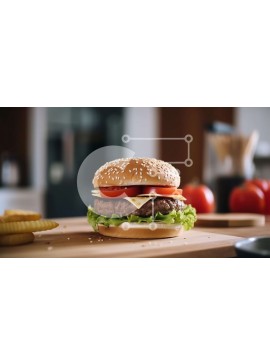 Σετ των 2 Intra Συλλεκτικό Ξύλινο Παζλ Plywood  4mm - Νόστιμο χάμπουργκερ με μαρούλι, ντομάτα και τυρί σε ξύλινο ξύλο κοπής Σε Ξύλινο Κουτί - Διαστάσεις: 10x10 cm – 25 κομμάτια