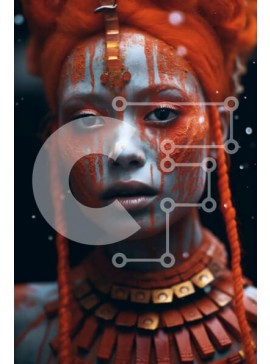 Intra Συλλεκτικό Ξύλινο Παζλ Plywood  4mm - Όμορφη εικόνα μιας γυναίκας με πορτοκαλί δέρμα και φτερωτό κόμμωμα Σε Ξύλινο Κουτί - Διαστάσεις Puzzle: 10x10 cm – 25 κομμάτια