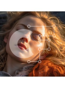 Σετ των 2 Intra Συλλεκτικό Ξύλινο Παζλ Plywood  4mm - Νεαρή γυναίκα που χαλαρώνει με κλειστά μάτια σε πορτοκαλί σακάκι Σε Ξύλινο Κουτί - Διαστάσεις: 10x10 cm – 25 κομμάτια