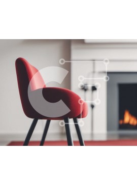 Intra Συλλεκτικό Ξύλινο Παζλ Plywood  4mm - Κόκκινη καρέκλα μπροστά από το τζάκι στο σαλόνι Σε Ξύλινο Κουτί - Διαστάσεις Puzzle: 10x10 cm – 25 κομμάτια