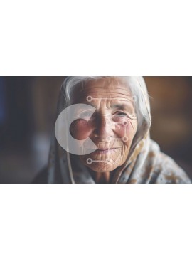 Intra Συλλεκτικό Ξύλινο Παζλ Plywood  4mm - Χαμογελαστή ηλικιωμένη γυναίκα με γκρίζα μαλλιά και λευκή μαντίλα Σε Ξύλινο Κουτί - Διαστάσεις Puzzle: 10x10 cm – 25 κομμάτια
