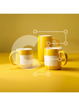 Intra Συλλεκτικό Ξύλινο Παζλ Plywood  4mm - Φωτεινές και ζωντανές κίτρινες κούπες σε αντίστοιχη επιφάνεια Σε Ξύλινο Κουτί - Διαστάσεις Puzzle: 10x10 cm – 25 κομμάτια