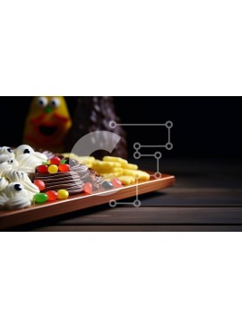 Σετ των 2 Intra Συλλεκτικό Ξύλινο Παζλ Plywood  4mm - Διάφορα επιδόρπια σε ξύλινο δίσκο Σε Ξύλινο Κουτί - Διαστάσεις: 10x10 cm – 25 κομμάτια