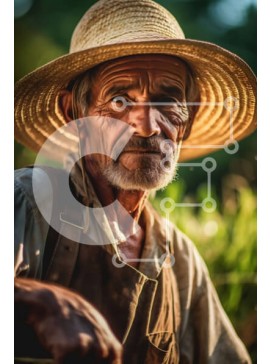 Intra Συλλεκτικό Ξύλινο Παζλ Plywood  4mm - Σοβαρός ηλικιωμένος με σκαπάνη σε χωράφι Σε Ξύλινο Κουτί - Διαστάσεις Puzzle: 10x10 cm – 25 κομμάτια