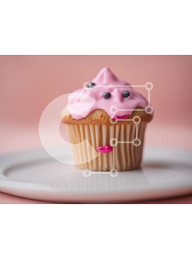 Σετ των 2 Intra Συλλεκτικό Ξύλινο Παζλ Plywood  4mm - Νόστιμο Cupcake με ροζ παγωμένο και βατόμουρα σε λευκό πιάτο Σε Ξύλινο Κουτί - Διαστάσεις: 10x10 cm – 25 κομμάτια