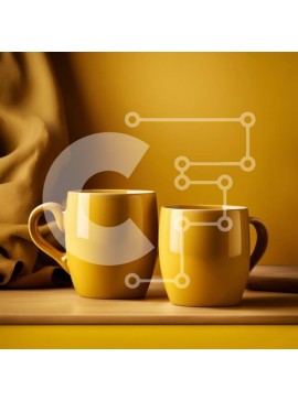 Intra Συλλεκτικό Ξύλινο Παζλ Plywood  4mm - Κομψές κίτρινες κούπες σε ρουστίκ ξύλινο φόντο Σε Ξύλινο Κουτί - Διαστάσεις: 10x10 cm – 25 κομμάτια