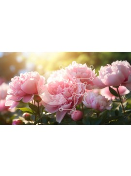 Intra Συλλεκτικό Ξύλινο Παζλ Plywood  4mm - Όμορφες ροζ παιώνιες σε άνθιση με το φως του ήλιου Σε Ξύλινο Κουτί - Διαστάσεις: 10x10 cm – 25 κομμάτια