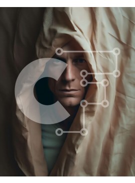 Intra Συλλεκτικό Ξύλινο Παζλ Plywood  4mm - Σοβαρός άνδρας με λευκό πουκάμισο που στέκεται πίσω από ένα σεντόνι - Φωτογραφία Αρχείου Σε Ξύλινο Κουτί - Διαστάσεις Puzzle: 10x10 cm – 25 κομμάτια