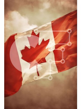 Intra Συλλεκτικό Ξύλινο Παζλ Plywood  4mm - Κόκκινη και λευκή καναδική σημαία που κυματίζει στον άνεμο ενάντια στον συννεφιασμένο ουρανό Σε Ξύλινο Κουτί - Διαστάσεις Puzzle: 10x10 cm – 25 κομμάτια