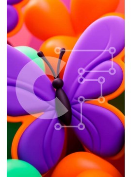 Σετ των 2 Intra Συλλεκτικό Ξύλινο Παζλ Plywood  4mm - Μωβ πεταλούδα και πολύχρωμα μπαλόνια Σε Ξύλινο Κουτί - Διαστάσεις: 10x10 cm – 25 κομμάτια