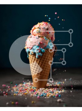 Σετ των 2 Intra Συλλεκτικό Ξύλινο Παζλ Plywood  4mm - Παγωτό χωνάκι με ροζ και μπλε πασπαλίζει σε σκούρο φόντο Σε Ξύλινο Κουτί - Διαστάσεις: 10x10 cm – 25 κομμάτια