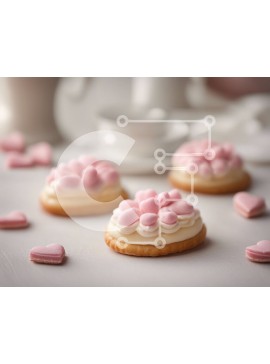 Σετ των 2 Intra Συλλεκτικό Ξύλινο Παζλ Plywood  4mm - Νόστιμα επιδόρπια σε λευκό τραπέζι Σε Ξύλινο Κουτί - Διαστάσεις: 10x10 cm – 25 κομμάτια