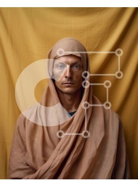 Intra Συλλεκτικό Ξύλινο Παζλ Plywood  4mm - Πορτρέτο ενός άνδρα με καφέ ρόμπα σε κίτρινο φόντο Σε Ξύλινο Κουτί - Διαστάσεις Puzzle: 10x10 cm – 25 κομμάτια