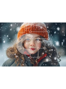 Intra Συλλεκτικό Ξύλινο Παζλ Plywood  4mm - Νεαρό κορίτσι με πορτοκαλί μπουφάν και χειμωνιάτικο μπουφάν στο χιόνι Σε Ξύλινο Κουτί - Διαστάσεις Puzzle: 10x10 cm – 25 κομμάτια