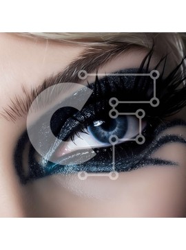 Σετ των 2 Intra Συλλεκτικό Ξύλινο Παζλ Plywood  4mm - Εκπληκτική κοντινή πλάνο μακιγιάζ ματιών με μπλε και μαύρες αποχρώσεις Σε Ξύλινο Κουτί - Διαστάσεις: 10x10 cm – 25 κομμάτια