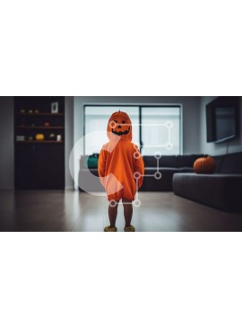 Intra Συλλεκτικό Ξύλινο Παζλ Plywood  4mm - Παιδί με κοστούμι κολοκύθας στο σαλόνι Σε Ξύλινο Κουτί - Διαστάσεις Puzzle: 10x10 cm – 25 κομμάτια