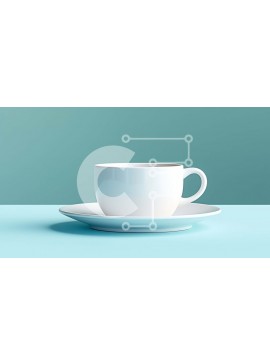 Σετ των 2 Intra Συλλεκτικό Ξύλινο Παζλ Plywood  4mm - Λευκό φλιτζάνι καφέ σε μπλε επιφάνεια Σε Ξύλινο Κουτί - Διαστάσεις: 10x10 cm – 25 κομμάτια