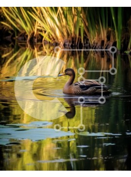 Σετ των 2 Intra Συλλεκτικό Ξύλινο Παζλ Plywood  4mm - Όμορφη εικόνα μιας πάπιας σε ένα γαλήνιο φυσικό περιβάλλον Σε Ξύλινο Κουτί - Διαστάσεις: 10x10 cm – 25 κομμάτια