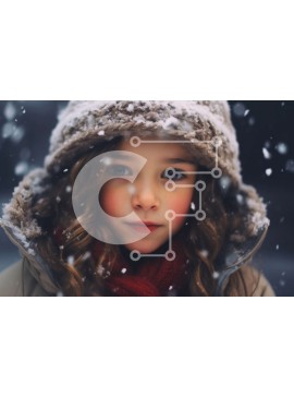 Intra Συλλεκτικό Ξύλινο Παζλ Plywood  4mm - Πορτρέτο ενός νεαρού κοριτσιού στο χιόνι με κόκκινο κασκόλ και καφέ καπέλο Σε Ξύλινο Κουτί - Διαστάσεις Puzzle: 10x10 cm – 25 κομμάτια