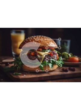 Σετ των 2 Intra Συλλεκτικό Ξύλινο Παζλ Plywood  4mm - Νόστιμο Cheeseburger με μαρούλι, ντομάτα και σάλτσα κράνμπερι Σε Ξύλινο Κουτί - Διαστάσεις: 10x10 cm – 25 κομμάτια