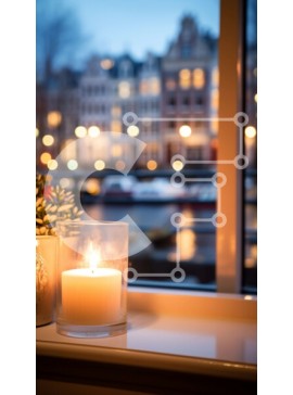 Intra Συλλεκτικό Ξύλινο Παζλ Plywood  4mm - Περβάζι παραθύρου με κηροπήγια και λουλούδια Σε Ξύλινο Κουτί - Διαστάσεις Puzzle: 10x10 cm – 25 κομμάτια