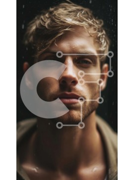 Intra Συλλεκτικό Ξύλινο Παζλ Plywood  4mm - Σοβαρός νεαρός άνδρας με πορτρέτο καφέ σακάκι Σε Ξύλινο Κουτί - Διαστάσεις Puzzle: 10x10 cm – 25 κομμάτια