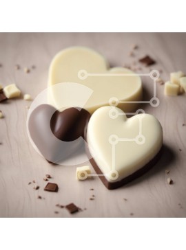 Σετ των 2 Intra Συλλεκτικό Ξύλινο Παζλ Plywood  4mm - Σοκολάτες σε σχήμα καρδιάς σε ξύλινη επιφάνεια Σε Ξύλινο Κουτί - Διαστάσεις: 10x10 cm – 25 κομμάτια