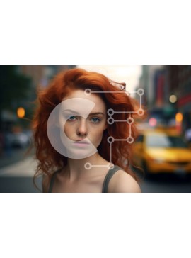 Intra Συλλεκτικό Ξύλινο Παζλ Plywood  4mm - Κομψή νεαρή γυναίκα που κοιτάζει μακριά στην οδό της πόλης Σε Ξύλινο Κουτί - Διαστάσεις Puzzle: 10x10 cm – 25 κομμάτια