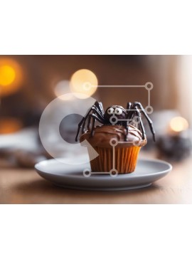 Σετ των 2 Intra Συλλεκτικό Ξύλινο Παζλ Plywood  4mm - Λαχταριστό Cupcake σοκολάτας με διακόσμηση αράχνη Σε Ξύλινο Κουτί - Διαστάσεις: 10x10 cm – 25 κομμάτια