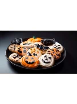 Σετ των 2 Intra Συλλεκτικό Ξύλινο Παζλ Plywood  4mm - Μπισκότα με θέμα το Halloween με κολοκύθες και νυχτερίδες Σε Ξύλινο Κουτί - Διαστάσεις: 10x10 cm – 25 κομμάτια