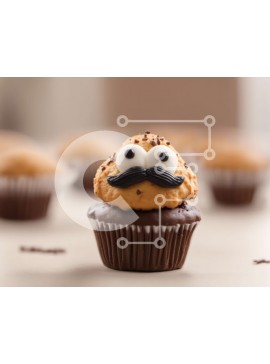 Σετ των 2 Intra Συλλεκτικό Ξύλινο Παζλ Plywood  4mm - Cupcake μουστάκι με παγωμένο σοκολάτα Σε Ξύλινο Κουτί - Διαστάσεις: 10x10 cm – 25 κομμάτια