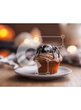 Σετ των 2 Intra Συλλεκτικό Ξύλινο Παζλ Plywood  4mm - Λαχταριστό Cupcake με Σοκολατένιες Αράχνες Σε Ξύλινο Κουτί - Διαστάσεις: 10x10 cm – 25 κομμάτια