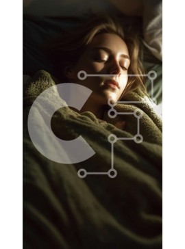 Intra Συλλεκτικό Ξύλινο Παζλ Plywood  4mm - Χαλαρωτική εικόνα μιας γυναίκας που κοιμάται με πράσινη κουβέρτα Σε Ξύλινο Κουτί - Διαστάσεις Puzzle: 10x10 cm – 25 κομμάτια