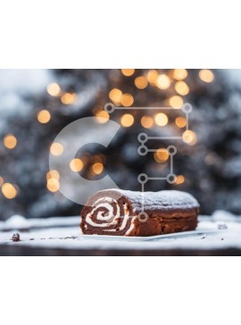 Σετ των 2 Intra Συλλεκτικό Ξύλινο Παζλ Plywood  4mm - Εορταστικό ρολό κανέλας με επικάλυψη σοκολάτας σε χιονισμένο έδαφος Σε Ξύλινο Κουτί - Διαστάσεις: 10x10 cm – 25 κομμάτια