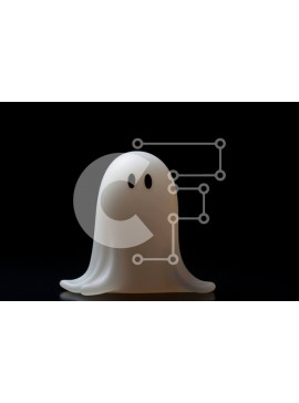 Intra Συλλεκτικό Ξύλινο Παζλ Plywood  4mm - Μικρό λευκό ειδώλιο φάντασμα σε άδειο μαύρο τραπέζι Σε Ξύλινο Κουτί - Διαστάσεις Puzzle: 10x10 cm – 25 κομμάτια