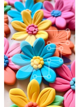 Intra Συλλεκτικό Ξύλινο Παζλ Plywood  4mm - Σύνθεση πολύχρωμων μαλακών λουλουδιών Σε Ξύλινο Κουτί - Διαστάσεις Puzzle: 10x10 cm – 25 κομμάτια