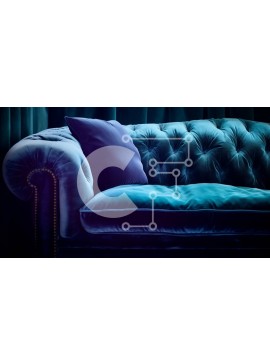 Intra Συλλεκτικό Ξύλινο Παζλ Plywood  4mm - Κομψός μπλε βελούδινος καναπές με χρυσές πινελιές Σε Ξύλινο Κουτί - Διαστάσεις Puzzle: 10x10 cm – 25 κομμάτια