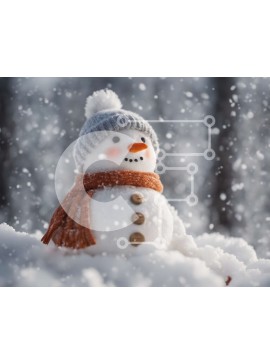 Intra Συλλεκτικό Ξύλινο Παζλ Plywood  4mm - Χιονάνθρωπος στο χιόνι με κασκόλ και καπέλο Σε Ξύλινο Κουτί - Διαστάσεις Puzzle: 10x10 cm – 25 κομμάτια