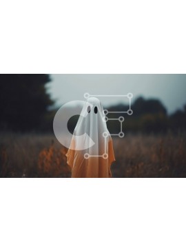 Intra Συλλεκτικό Ξύλινο Παζλ Plywood  4mm - Φάντασμα με πορτοκαλί και λευκή στολή Σε Ξύλινο Κουτί - Διαστάσεις Puzzle: 10x10 cm – 25 κομμάτια