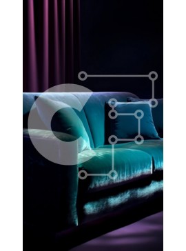 Intra Συλλεκτικό Ξύλινο Παζλ Plywood  4mm - Κομψός και άνετος καναπές από μπλε βελούδο με μοντέρνο σχεδιασμό Σε Ξύλινο Κουτί - Διαστάσεις Puzzle: 10x10 cm – 25 κομμάτια